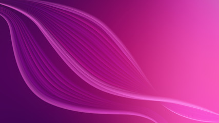 Horizontal abstract color background with wavy blurred shapes. Wallpaper template is vibrant pink to purple gradient. Vector illustration.