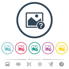 Unknown image flat color icons in round outlines