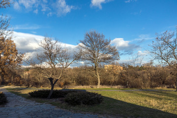 Fototapeta premium Sunset view of park in town of Hisarya, Plovdiv Region, Bulgaria
