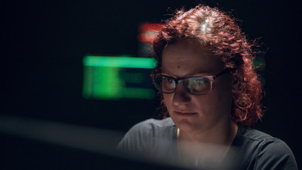 Woman in the computer room