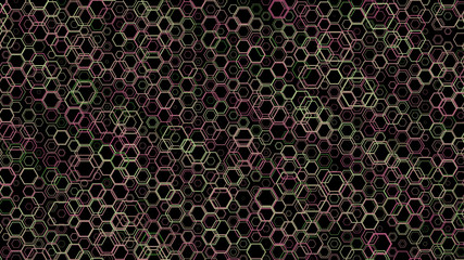 Abstract background pattern with a variety of hexagons.