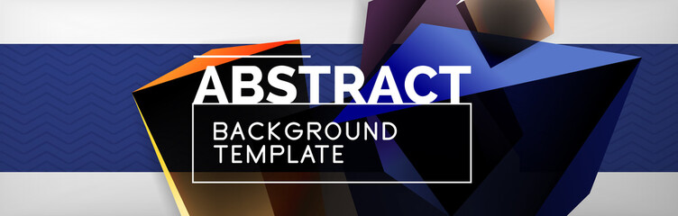 Triangular 3d geometric shapes composition, abstract background