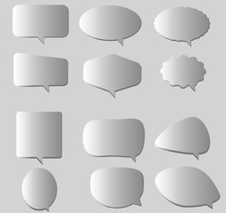 white and blank retro speech bubbles on gray background. speech bubble set for your web site design, logo, app, UI. set of abstract white speech bubbles.