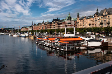 Norway, Stockholm, Beautiful panorama of Stockholm from the river in summer.