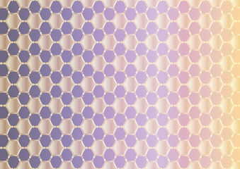 Abstract background with ordered arrangement of geometric shapes. The illustration is made in gold shades on colorful background.