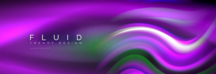 Fluid color neon wave lines background, neon liquid color futuristic paint template