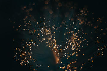 Led light yellow bokeh. Led light yellow embers. Cyberpunk led light bokeh © Daniel