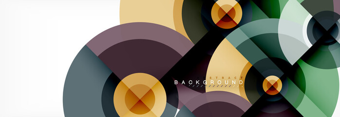 Obraz premium Minimal geometric circles and triangles abstract background, techno modern design, poster template