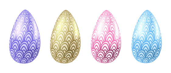 Vector set of colorful easter realistic eggs 