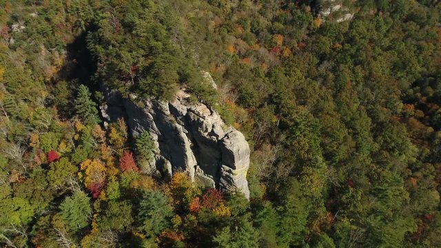 Aerial, Red River Gorge rock formation in Kentucky woods