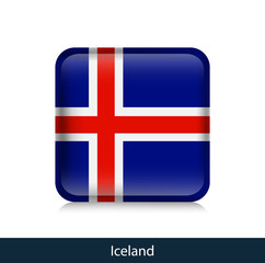 Obraz premium Flag of Iceland. Square glossy badge