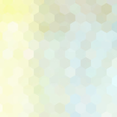 Vector background with pastel blue, yellow, beige hexagons. Can be used in cover design, book design, website background. Vector illustration