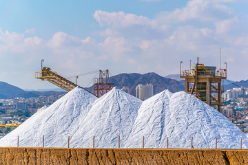 Salt production facility in Eilat, Israel