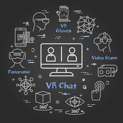 Fototapeta na wymiar Vector black virtual reality concept - chatting