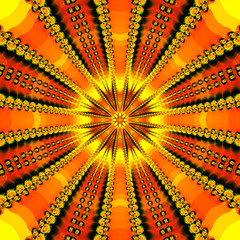 Abstract fractal bandana print. Square pattern design for pillow, carpet, rug, fabrics. Mandala design for silk neck scarf, kerchief, shawl, wrap.