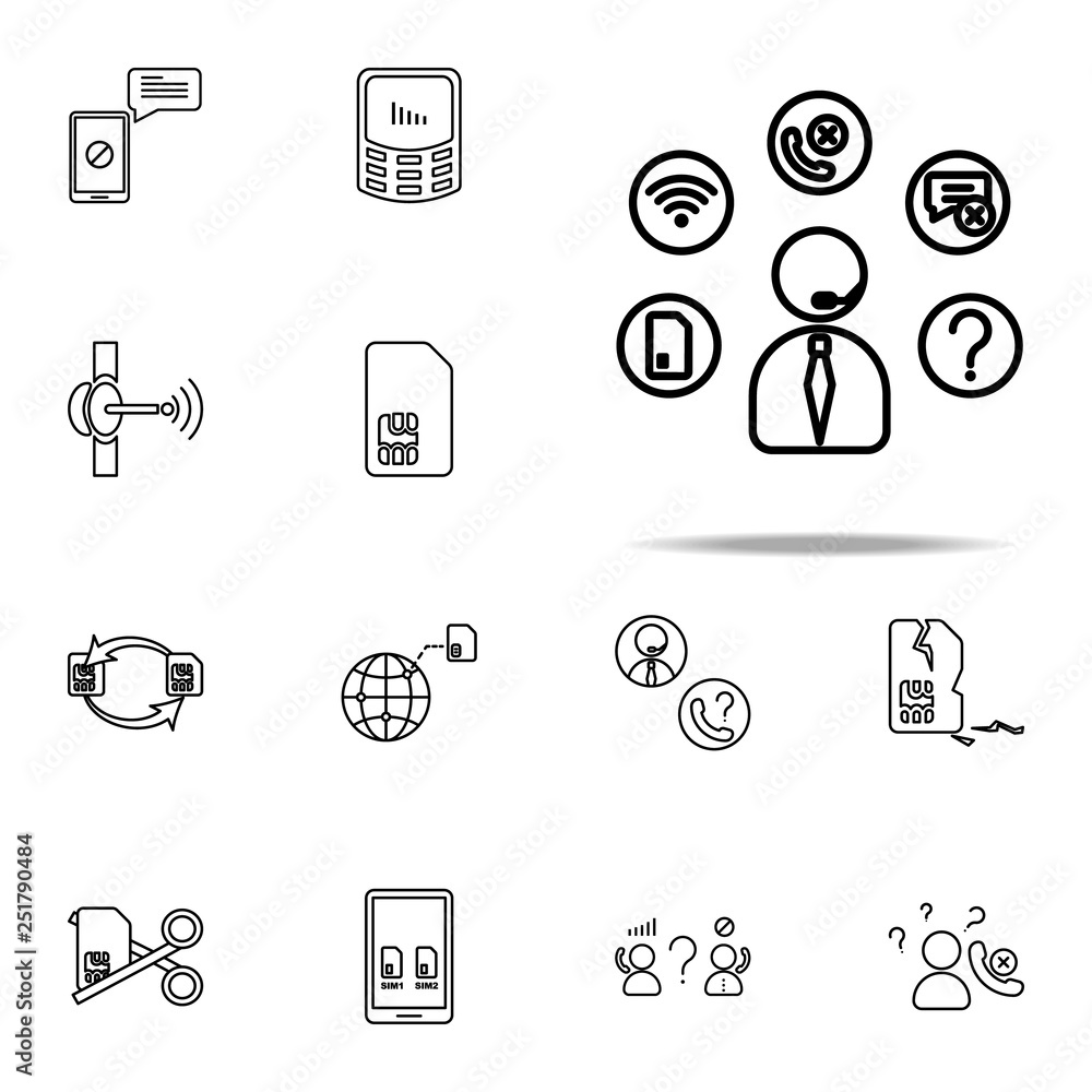 Aufkleber customer problems icon. telecommunication icons universal set for web and mobile