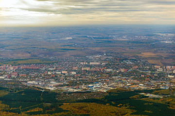 Aerial View of Lisbon from plane or drone, Portugal