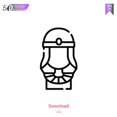 Outline cleopatra icon isolated on white background. Line pictogram. Graphic design, mobile application, old Egypt icons, logo, user interface. Editable stroke. EPS10 format vector illustration