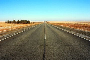 Fototapeta premium Empty asphalt road in the field