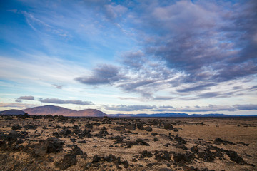 Fototapeta na wymiar Volcanic landscape of Odadahraun lava field Highlands of Iceland Scandinavia