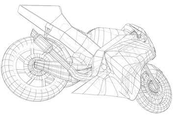 Sport motorcycle technical wire-frame. EPS10 format. Vector created of 3d.