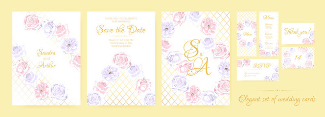 Floral Wedding Invite in Pastel Colors.