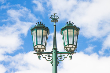 Typical classic portuguese streetlight - image with copy space