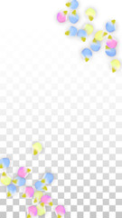Vector Realistic Colorful Petals Falling on Transparent Background.  Spring Romantic Flowers Illustration. Flying Petals. Sakura Spa Design. Blossom Confetti. Design Elements for Wedding Decoration.