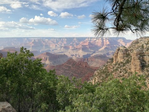 Paisaje gran ca&ntilde;&oacute;n del colorado en estados unidos con cielo, p&aacute;jaros y nubes incre&iacute;bles