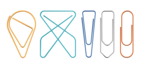 Paper Clips Of Various Sapes Vector Illustration.