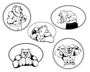 Set of boxer bear logos