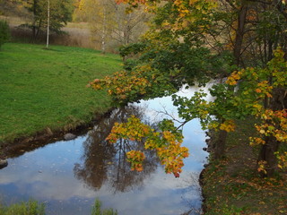 Picturesque autumn landscape of river and bright trees and bushes - BEST FOR WEB USE