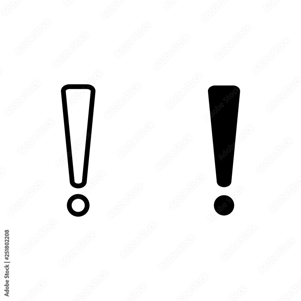 Poster exclamation mark line and glyph icon. caution vector illustration isolated on white. warning sign ou
