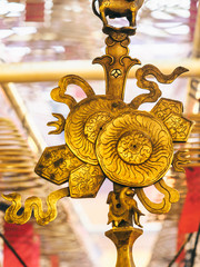 Ornate detail inside the Man Mo temple, Hong Kong Island - 251802295