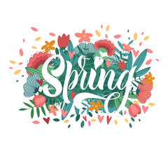 Spring - beautiful greeting card, congratulations, lettering, and calligraphy.