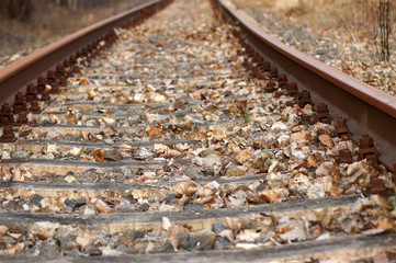 Alte Eisenbahnschienen in Nahaufnahme