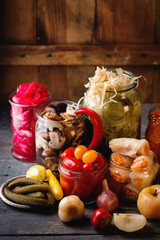 Marinated vegetables in a jars