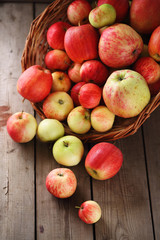 Ripe juicy apples in a basket