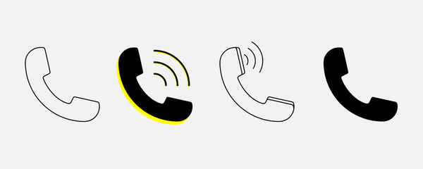 Variation phone sign messenger and call icons vector in trendy flat style isolated on white background for web, app, logo, symbol and ui. EPS 10 telephone illustration
