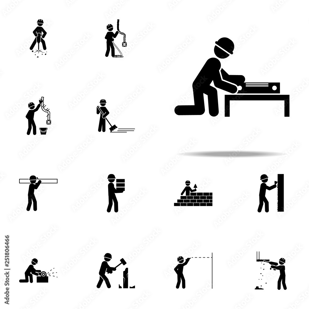 Poster worker with a level meter icon. construction people icons universal set for web and mobile
