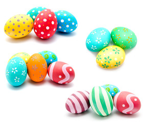 Collection of photos perfect colorful handmade easter eggs