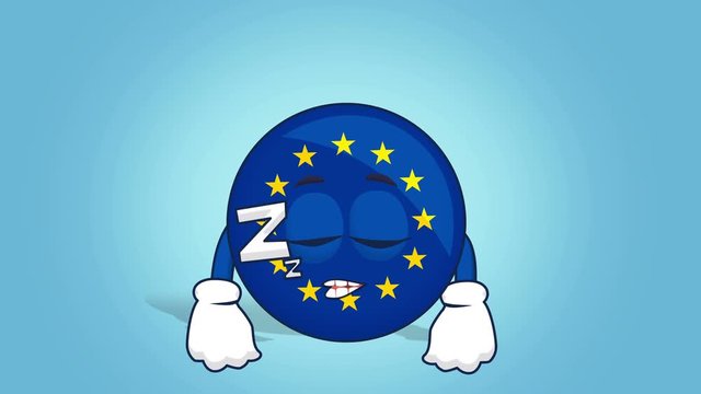 Cartoon European Union Icon Flag Sleep with Face Animation