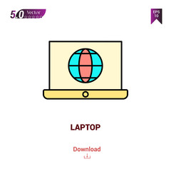 Outline LAPTOP icon isolated on white background. Line pictogram. Graphic design, mobile application, logo, user interface. Editable stroke. EPS10 format vector illustration