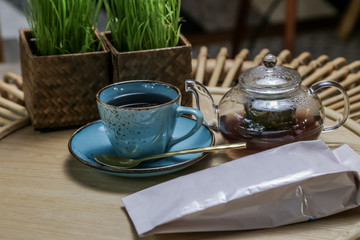 Cup of fresh tea on table