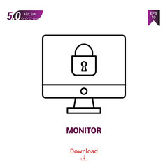Outline MONITOR icon isolated on white background. Line pictogram. Graphic design, mobile application, logo, user interface. Editable stroke. EPS10 format vector illustration