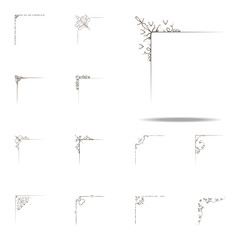 Vintage corner, swirls, filigree ornate frames, design elements icon. Corner border icons universal set for web and mobile