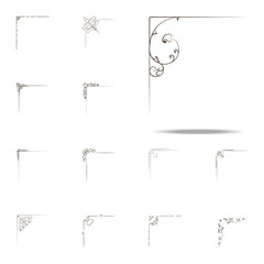 Vintage corner, swirls, filigree ornate frames, design elements icon. Corner border icons universal set for web and mobile