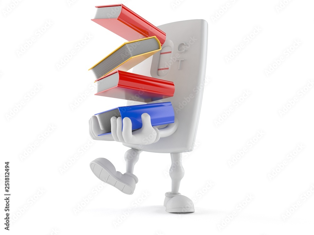 Poster pregnancy test character carrying books