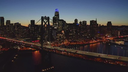 San Francisco aerial downtown skyline buildings drone