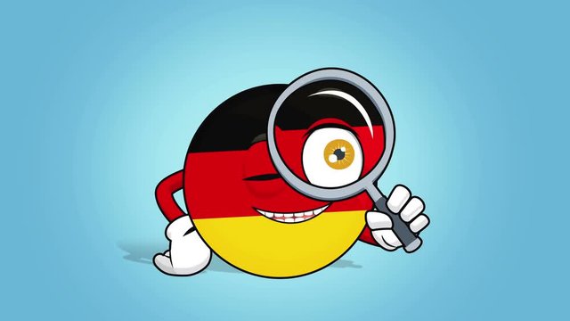 Cartoon Icon Flag Federal Republic of Germany Magnifying Glass with Face Animation
